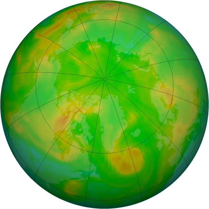 Arctic ozone map for 14 June 1990